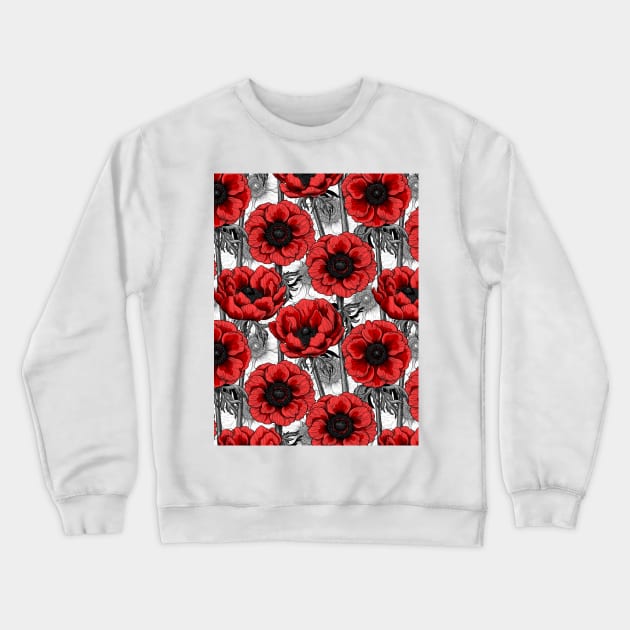 Red anemone garden Crewneck Sweatshirt by katerinamk